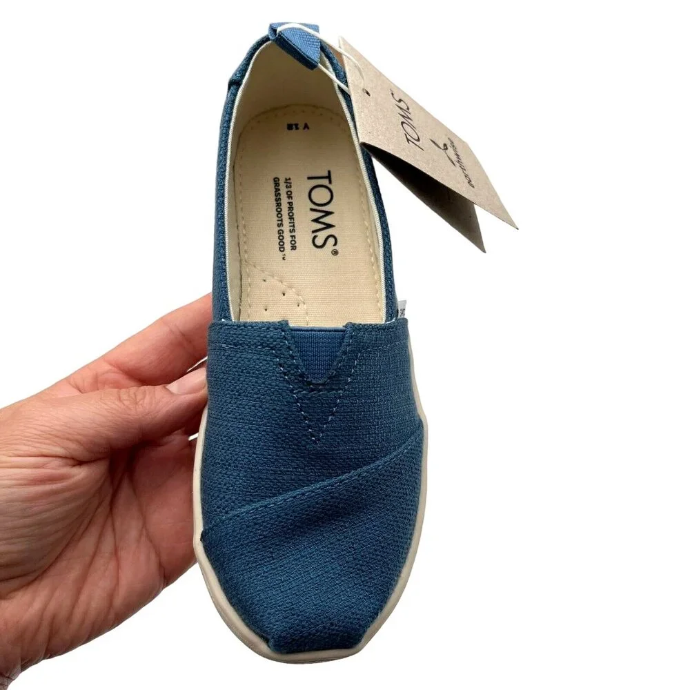 Toms Little Girls Alpargata Slip-on Shoes Size 12 Ocen Blue Lightweight & Comfy